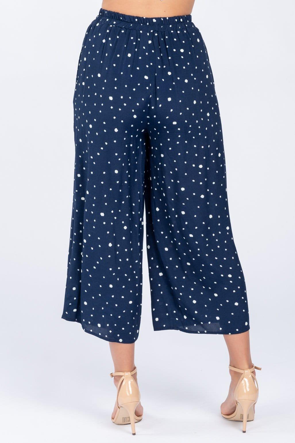 On The Dot Printed Navy Pants - Lovely Brielle