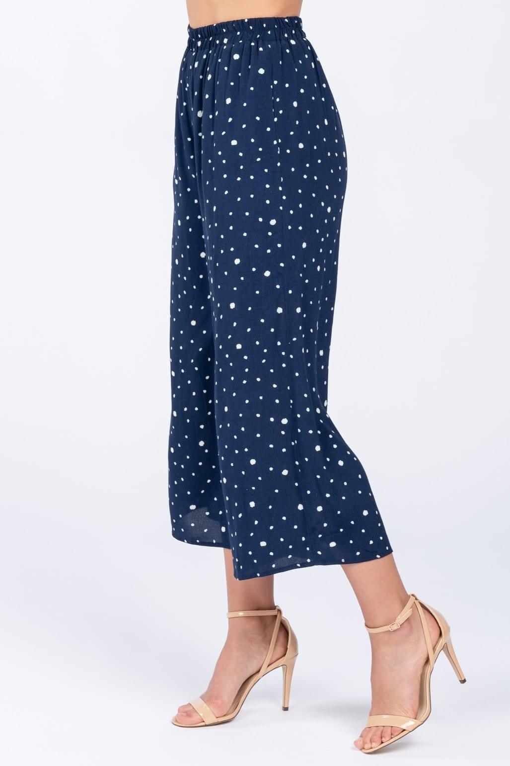 On The Dot Printed Navy Pants - Lovely Brielle