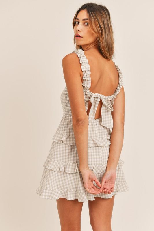 Gingham Ruffle Mini Dress - Lovely Brielle