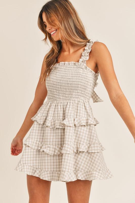 Gingham Ruffle Mini Dress - Lovely Brielle