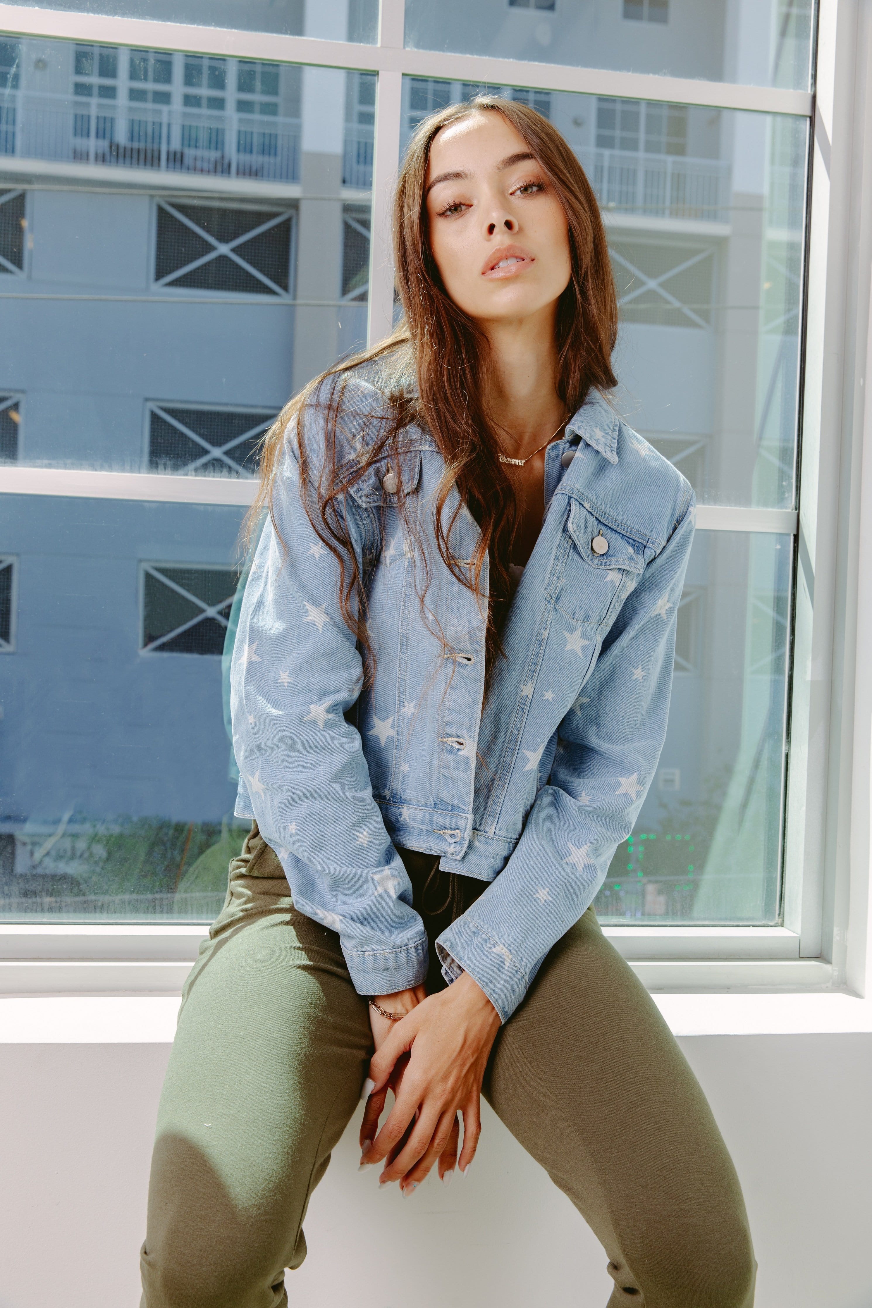 Kayla Star Denim Jacket - Lovely Brielle